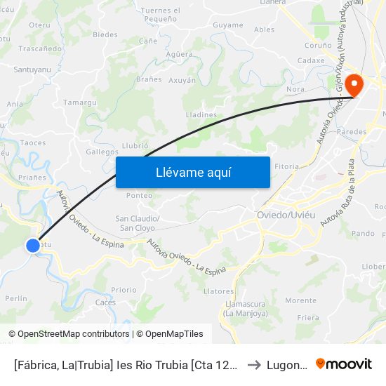 [Fábrica, La|Trubia]  Ies Rio Trubia [Cta 12628] to Lugones map