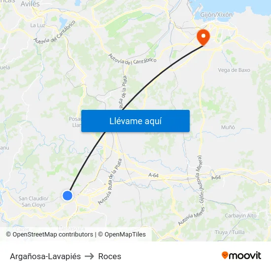 Argañosa-Lavapiés to Roces map