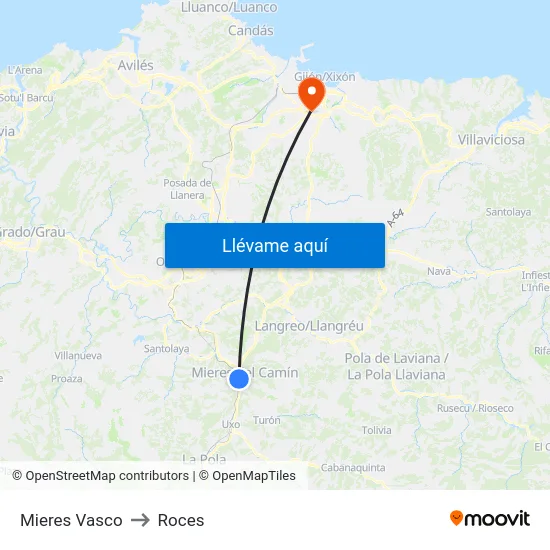 Mieres Vasco to Roces map