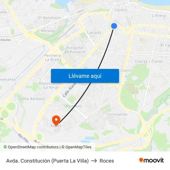 Avda. Constitución (Puerta La Villa) to Roces map