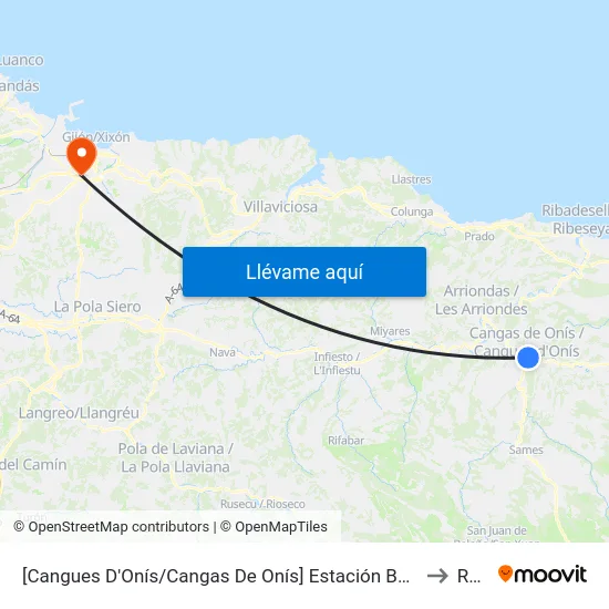 [Cangues D'Onís/Cangas De Onís]  Estación Bus Cangas De Onís [Cta 07993] to Roces map