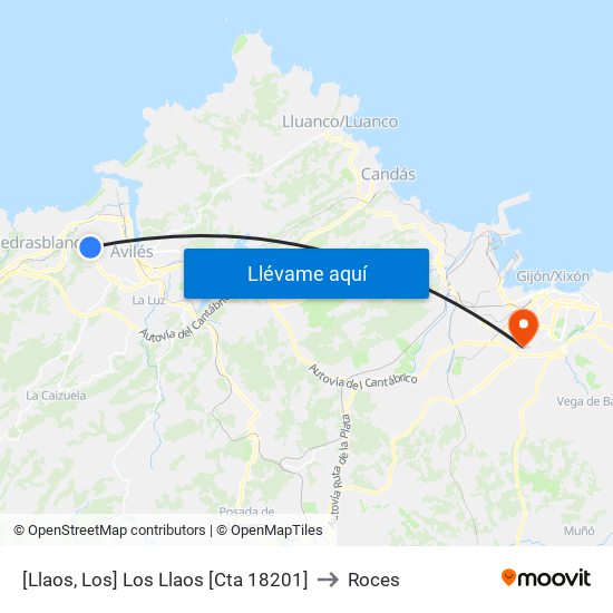 [Llaos, Los]  Los Llaos [Cta 18201] to Roces map