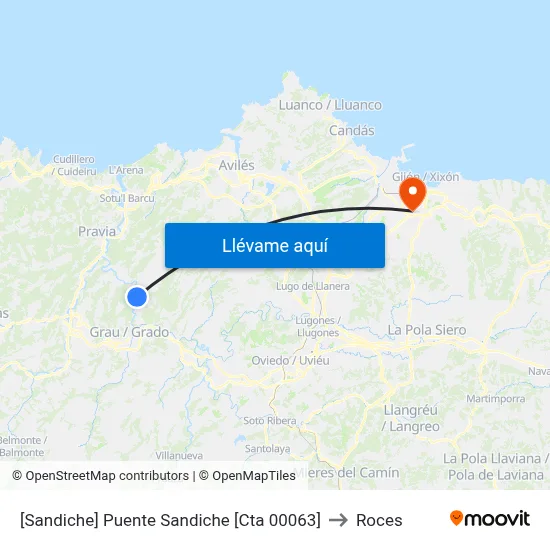 [Sandiche]  Puente Sandiche [Cta 00063] to Roces map
