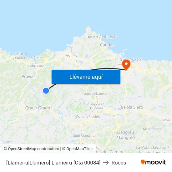 [Llameiru|Llamero]  Llameiru [Cta 00084] to Roces map
