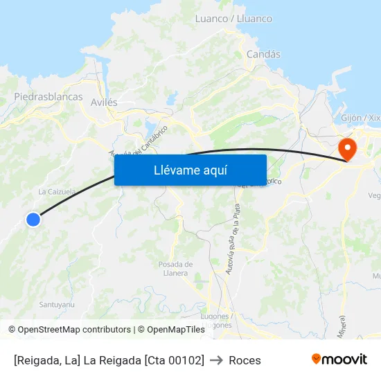 [Reigada, La]  La Reigada [Cta 00102] to Roces map