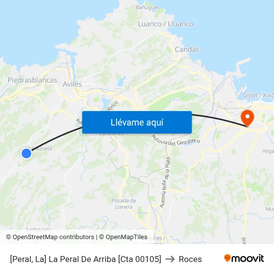 [Peral, La]  La Peral De Arriba [Cta 00105] to Roces map