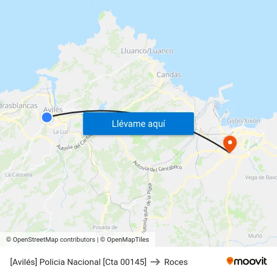 [Avilés]  Policia Nacional [Cta 00145] to Roces map