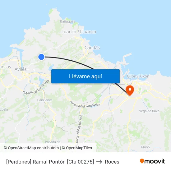 [Perdones]  Ramal Pontón [Cta 00275] to Roces map