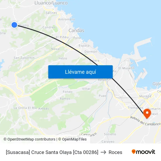 [Susacasa]  Cruce Santa Olaya [Cta 00286] to Roces map