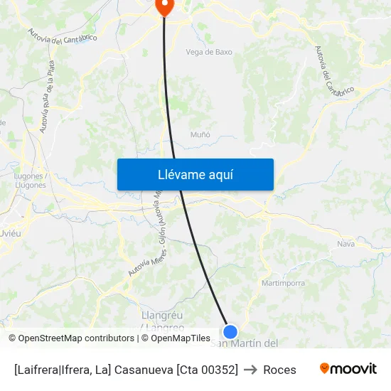 [Laifrera|Ifrera, La]  Casanueva [Cta 00352] to Roces map