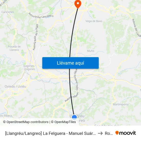 [Llangréu/Langreo]  La Felguera - Manuel Suárez García [Cta 00420] to Roces map