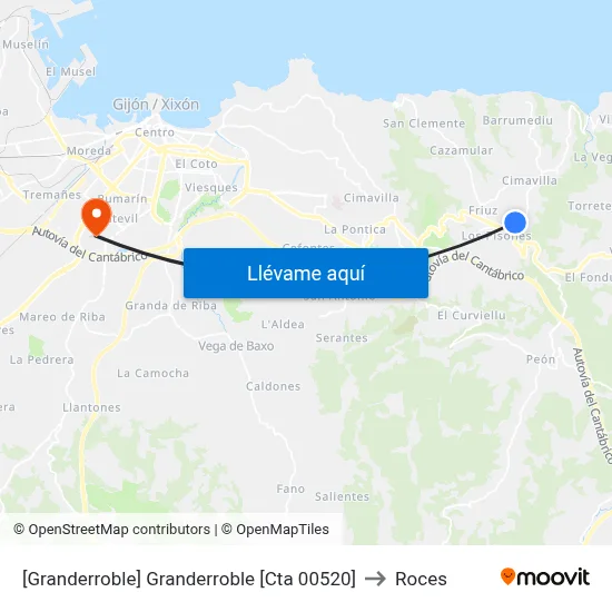 [Granderroble]  Granderroble [Cta 00520] to Roces map