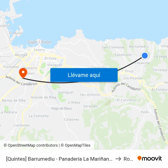[Quintes]  Barrumediu - Panadería La Mariñana [Cta 00535] to Roces map