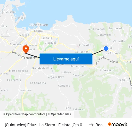 [Quintueles]  Friuz - La Sierra - Fielato [Cta 00544] to Roces map