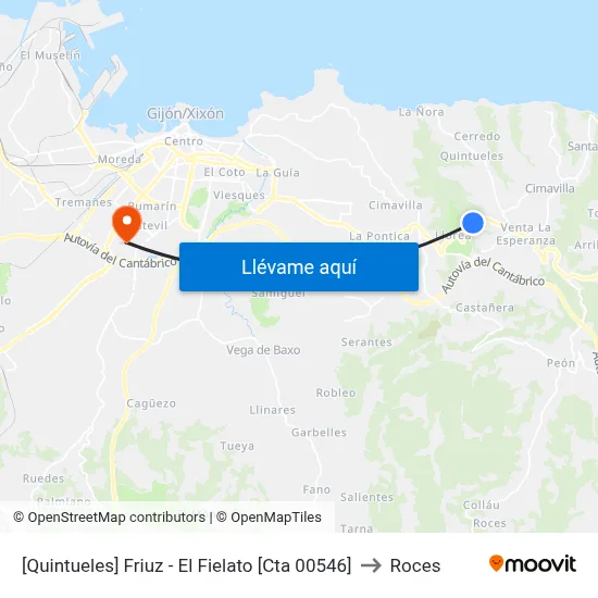 [Quintueles]  Friuz - El Fielato [Cta 00546] to Roces map
