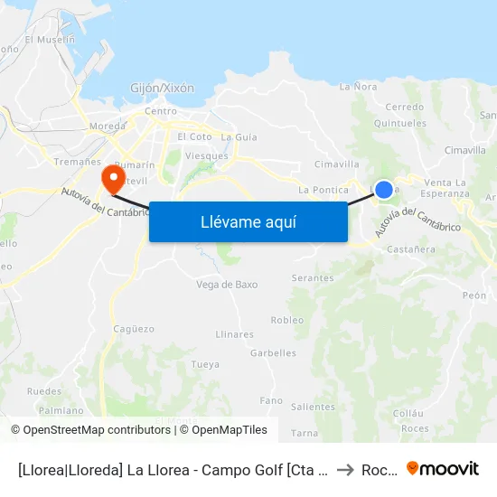 [Llorea|Lloreda]  La Llorea - Campo Golf [Cta 00548] to Roces map