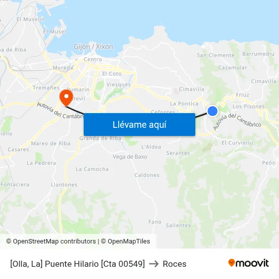 [Olla, La]  Puente Hilario [Cta 00549] to Roces map