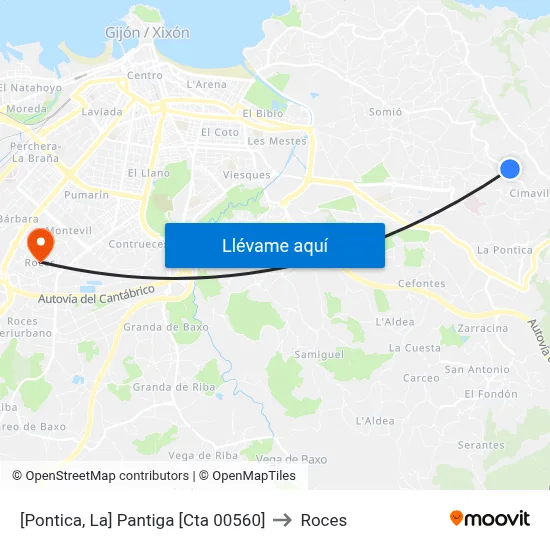 [Pontica, La]  Pantiga [Cta 00560] to Roces map