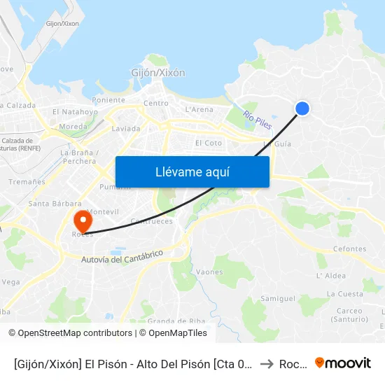 [Gijón/Xixón]  El Pisón - Alto Del Pisón [Cta 00568] to Roces map