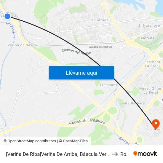 [Veriña De Riba|Veriña De Arriba]  Báscula Veriña [Cta 00576] to Roces map