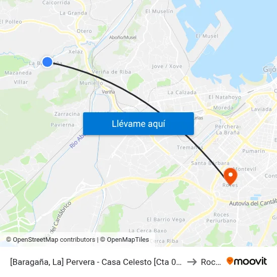 [Baragaña, La]  Pervera - Casa Celesto [Cta 00583] to Roces map