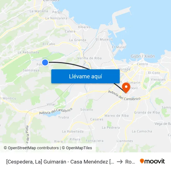 [Cespedera, La]  Guimarán - Casa Menéndez [Cta 00598] to Roces map