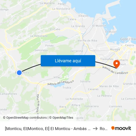 [Monticu, El|Montico, El]  El Monticu - Ambás [Cta 00621] to Roces map