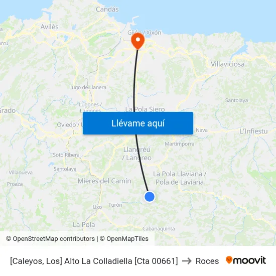 [Caleyos, Los]  Alto La Colladiella [Cta 00661] to Roces map