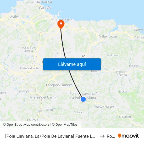 [Pola Llaviana, La/Pola De Laviana]  Fuente La Salud [Cta 00746] to Roces map