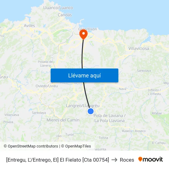 [Entregu, L'/Entrego, El]  El Fielato [Cta 00754] to Roces map