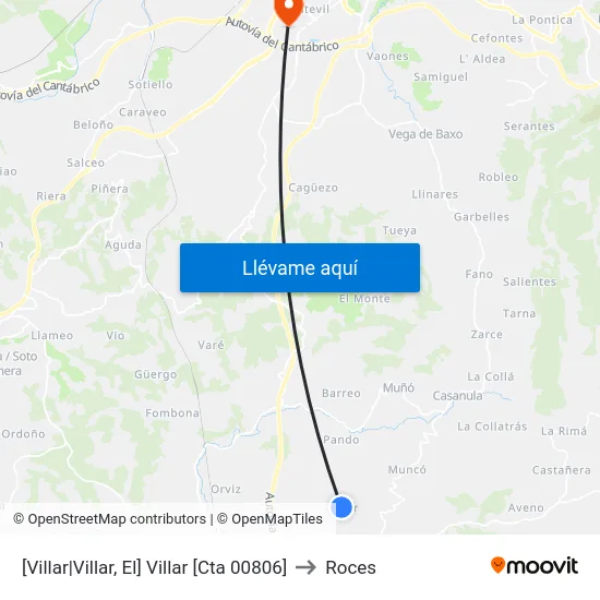 [Villar|Villar, El]  Villar [Cta 00806] to Roces map
