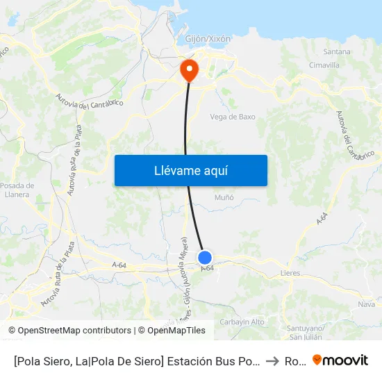 [Pola Siero, La|Pola De Siero]  Estación Bus Pola De Siero [Cta 00810] to Roces map