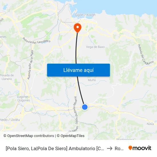 [Pola Siero, La|Pola De Siero]  Ambulatorio [Cta 00817] to Roces map