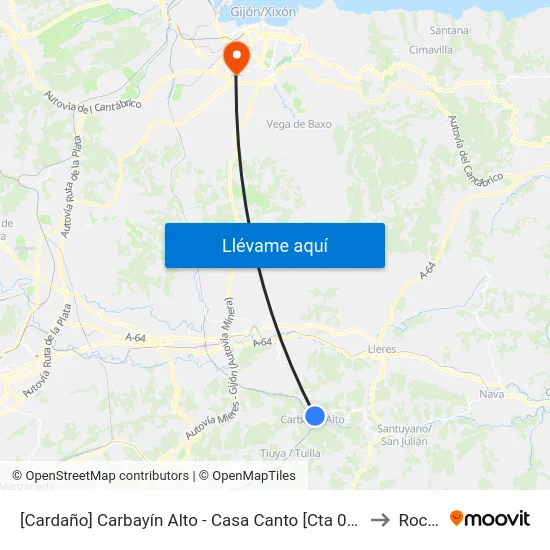 [Cardaño]  Carbayín Alto - Casa Canto [Cta 00846] to Roces map