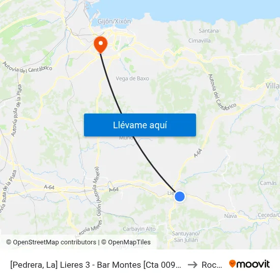 [Pedrera, La]  Lieres 3 - Bar Montes [Cta 00995] to Roces map