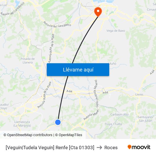 [Veguín|Tudela Veguín]  Renfe [Cta 01303] to Roces map