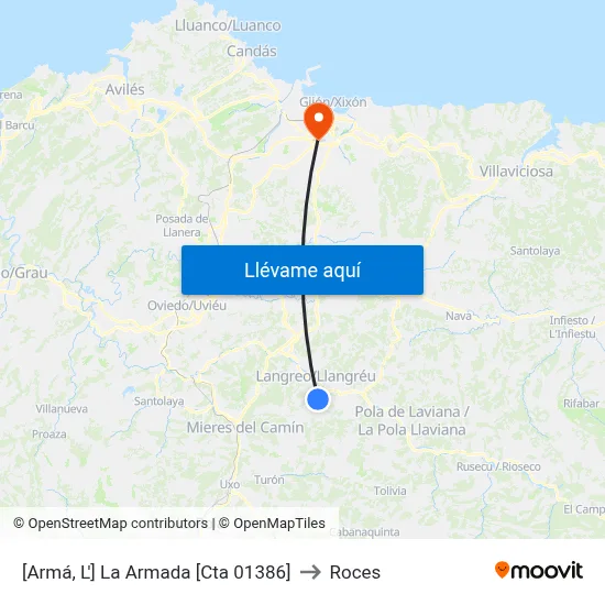 [Armá, L']  La Armada [Cta 01386] to Roces map