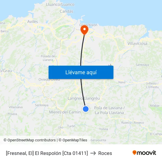 [Fresneal, El]  El Respolón [Cta 01411] to Roces map