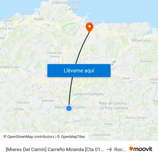 [Mieres Del Camín]  Carreño Miranda [Cta 01589] to Roces map