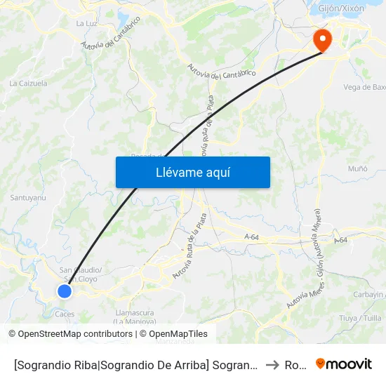 [Sograndio Riba|Sograndio De Arriba]  Sograndio [Cta 01607] to Roces map