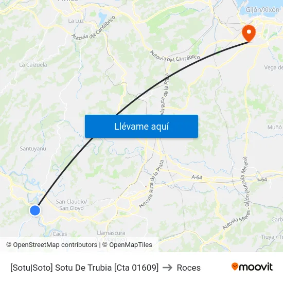 [Sotu|Soto]  Sotu De Trubia [Cta 01609] to Roces map