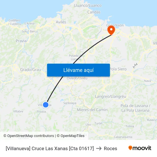 [Villanueva]  Cruce Las Xanas [Cta 01617] to Roces map
