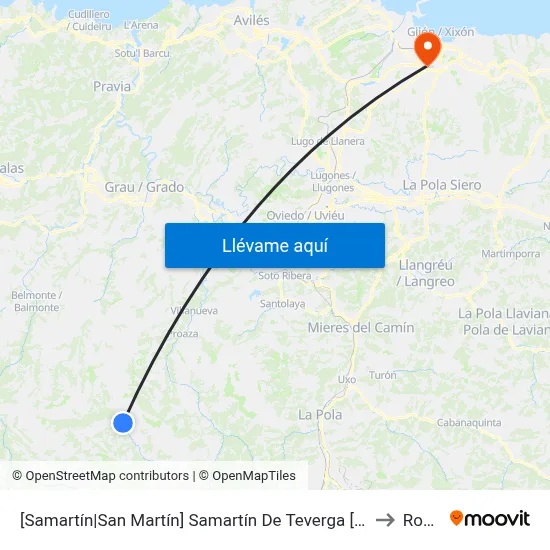 [Samartín|San Martín]  Samartín De Teverga [Cta 01629] to Roces map