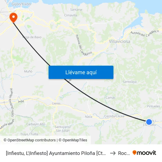 [Infiestu, L'|Infiesto]  Ayuntamiento Piloña [Cta 01934] to Roces map