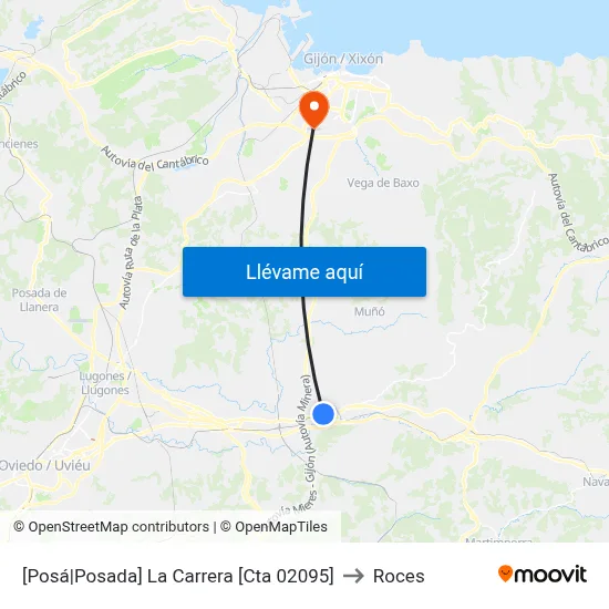 [Posá|Posada]  La Carrera [Cta 02095] to Roces map