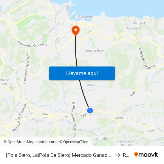 [Pola Siero, La|Pola De Siero]  Mercado Ganado - Venta La Uña [Cta 02139] to Roces map