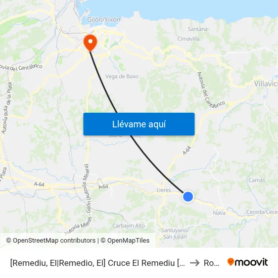 [Remediu, El|Remedio, El]  Cruce El Remediu [Cta 02148] to Roces map