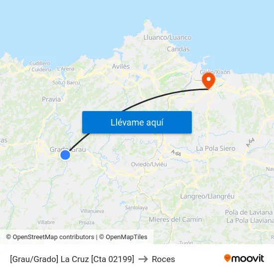 [Grau/Grado]  La Cruz [Cta 02199] to Roces map