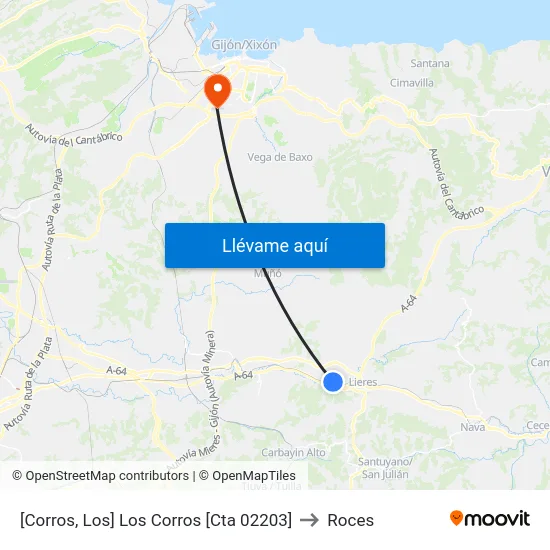 [Corros, Los]  Los Corros [Cta 02203] to Roces map