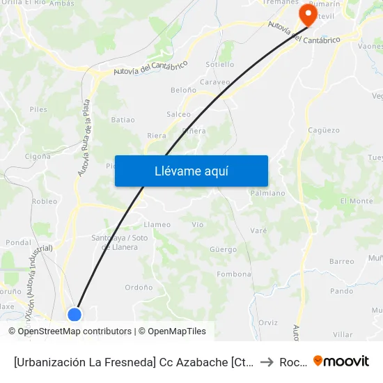 [Urbanización La Fresneda]  Cc Azabache [Cta 02334] to Roces map